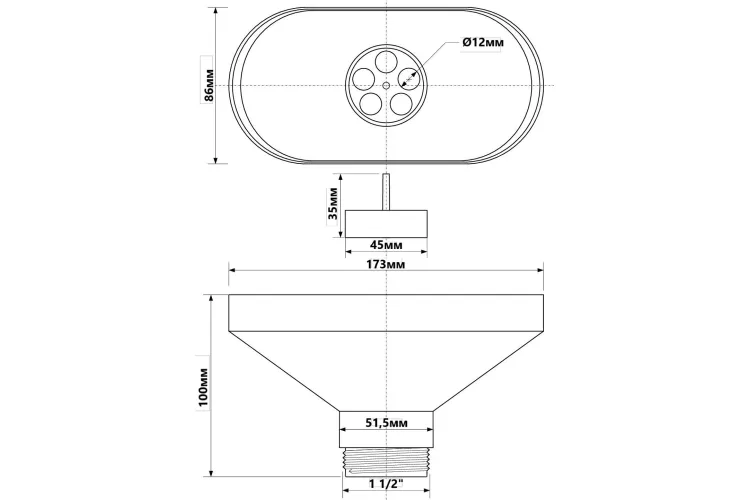 Зливна воронка овальна 1 1/2’’ FUNNEL-B зображення 2