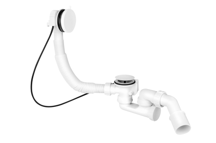 Сифон для ванни SLIM напіватомат. N-подібний, з ревізією, білий MP31SSF-WHBR