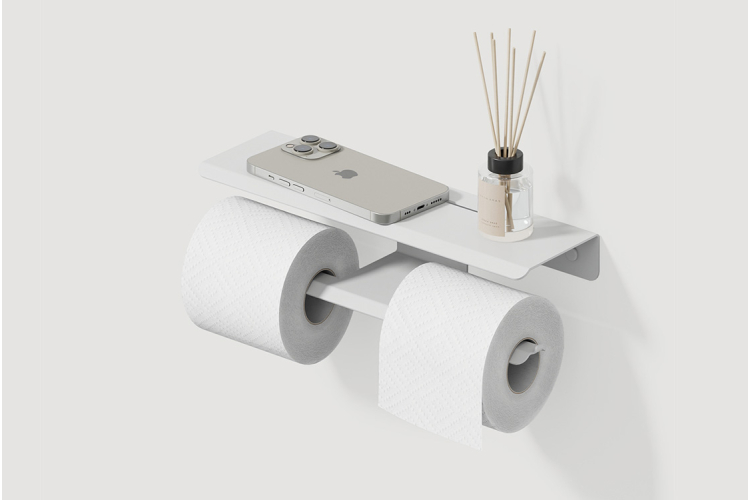Тримач туалетного паперу, подвійний "LAYER", RAL9016 (white mat) зображення 1