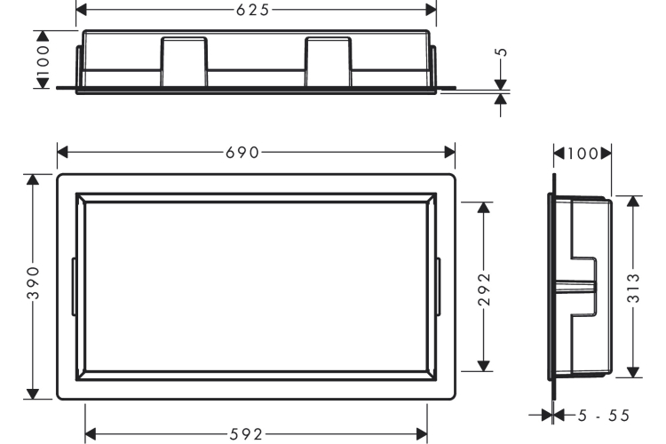 XtraStoris Original Настінна ніша з інтегрованою рамкою 30х60х10см Stainless Steel Optic (56064800) зображення 2