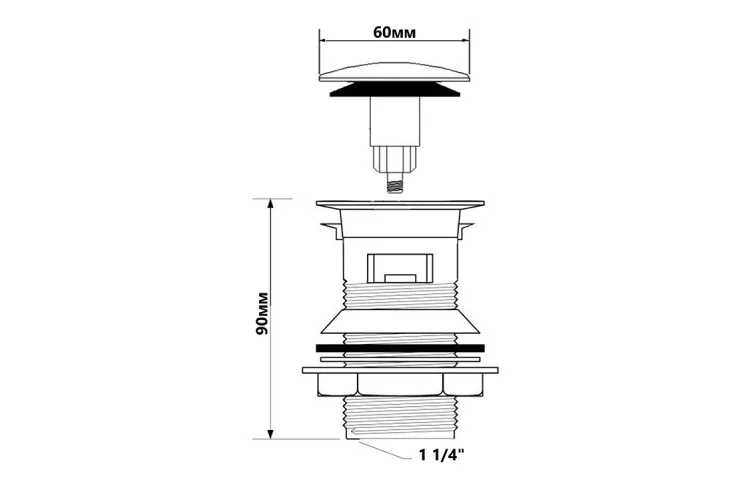 Корок-автомат для умивальника з переливом 5/4" CW60-CB image 2