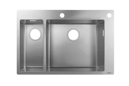 Кухонна мийка S712-F655  на стільницю 2х35d 755х500 дві чаші 180/450 (43310800) Stainless Steel