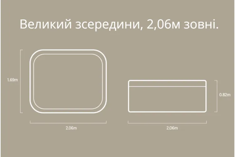 Спа-басейн NEON Gypsum/Chocolate 206х169х82 h (сходи,підіймач-кришка) image 3