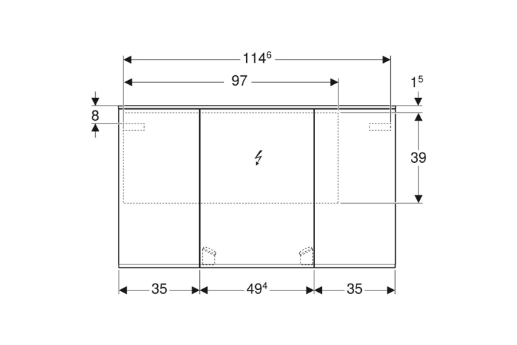 Дзеркальна шафа OPTION PLUS 120 см,з підсвіткою і трьома дверима (500.592.00.1) зображення 4