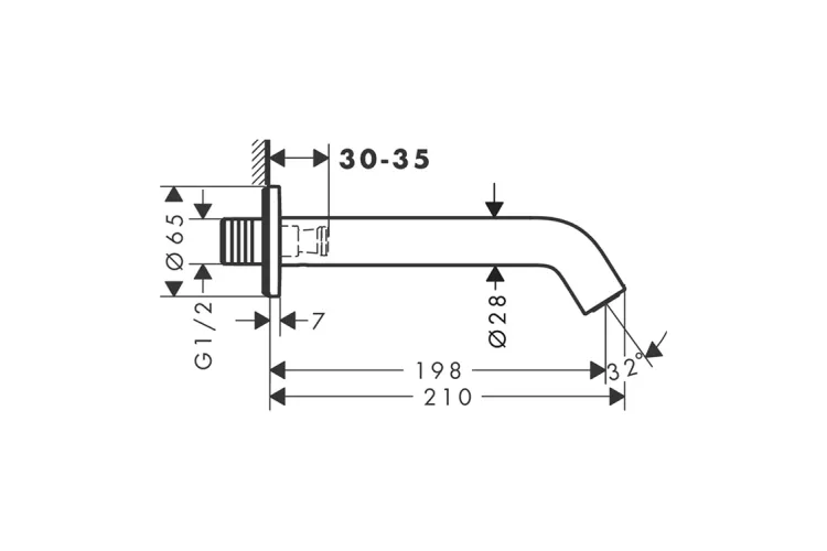 Вилив Tecturis S на ванну з виступом 198 мм, Brushed Black Chrome (73411340) зображення 2
