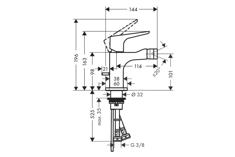 Змішувач Axor Citterio E Lever для біде, Polished Black Chrome 36121330 image 2