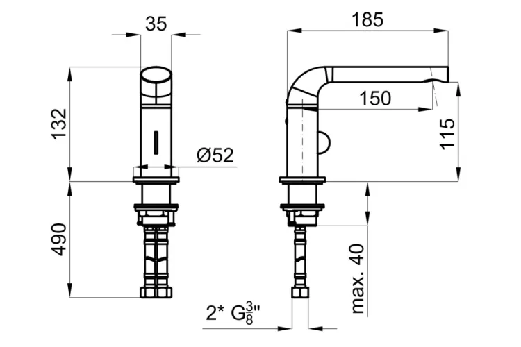 SWAN, Змішувач для умивальника, matt black (100346749) зображення 4