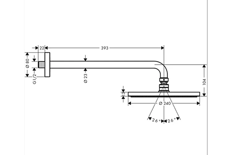 Верхній душ Raindance S 240 Showerpipe PowderRain 1jetP з тримачем (27607000) image 3