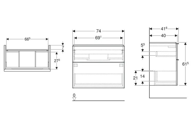 Тумба під умивальник ICON 75 см, 2 шухляди, білий матовий (502.308.01.3) image 3