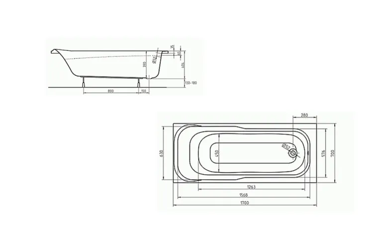 Ванна SENSA 170х70 см без ніжок XWP357000N image 3