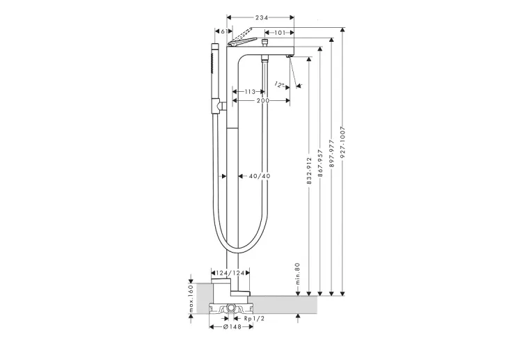 Змішувач Axor Citterio Lever  для ванни підлоговий , Brushed Bronze 39440140 зображення 2