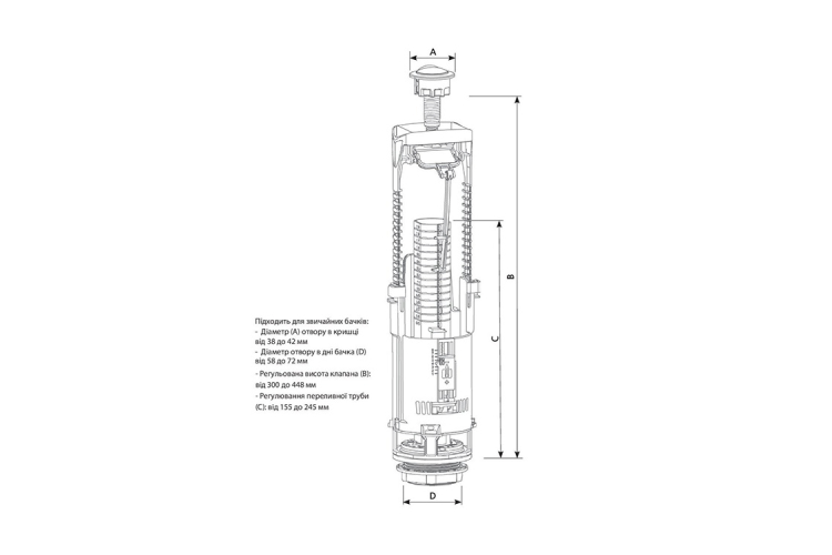 Комплект зливного механізму Brio 573 SET, 3/6л, з прокладкою, ключем і болтами для кріплення бачка зображення 2