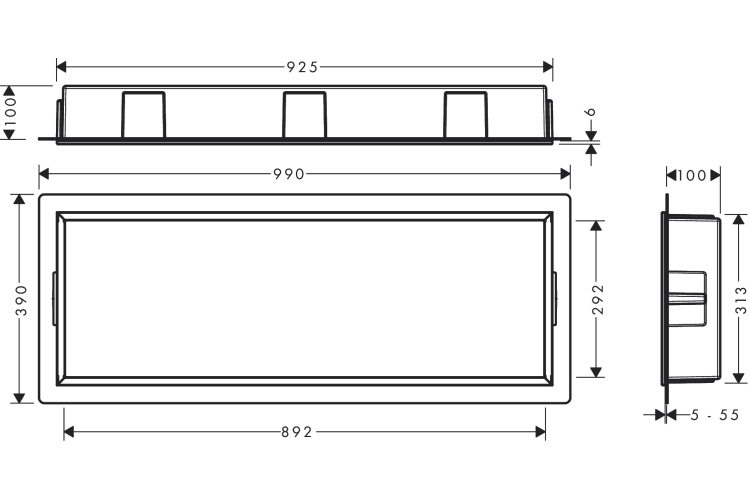 XtraStoris Original Настінна ніша з інтегрованою рамкою 30х90х10см Stainless Steel Optic (56067800) зображення 2