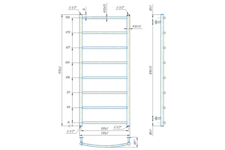 Рушникосушка INOX Класік HP 1170х530/500 зображення 4