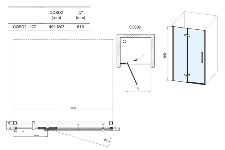 Душові двері COSD2-120 Cool! Хром Transparent X0VVGC300Z1 зображення 3