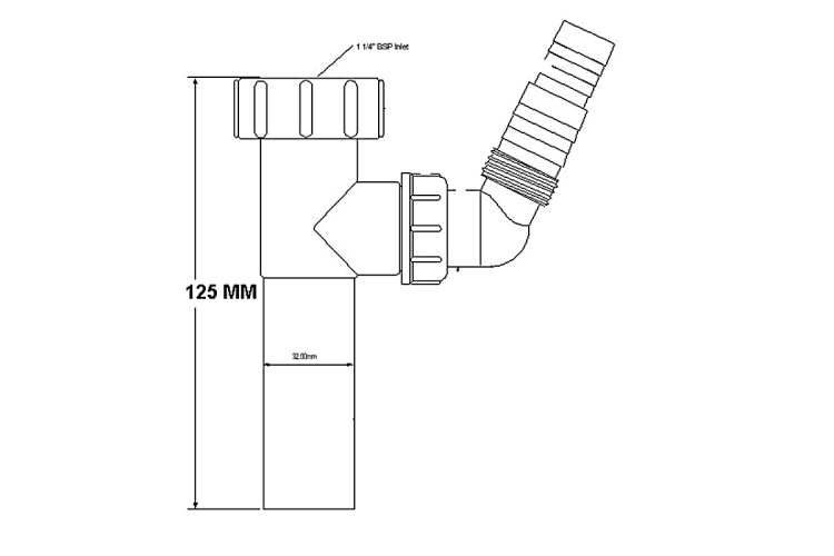 Подовжувач для сифона для умивальника 1 (1/4х32) "Хром" RS7 з підключенням до пральної машини image 2
