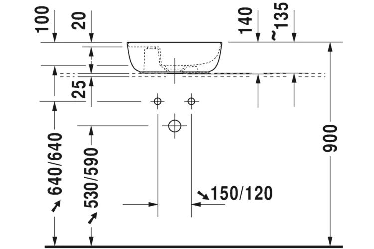 LUV Умивальник на стільницю 42x27 см (0381420000) зображення 3