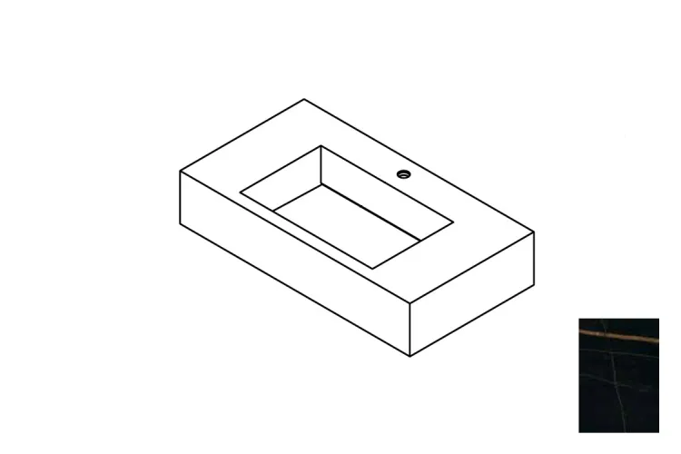 Умивальник VERTICE  90.2х18х48.7 підвісний з керамограніту, Nylo Noir Pulido (700034656) image 1