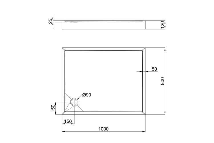 TERN Піддон 100x80 прямокутний, низький, з сифоном 90мм image 4