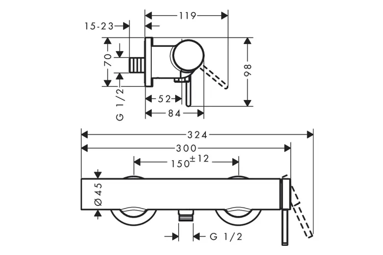 Змішувач Finoris для душу, Brushed Black Chrome (76620340) зображення 2