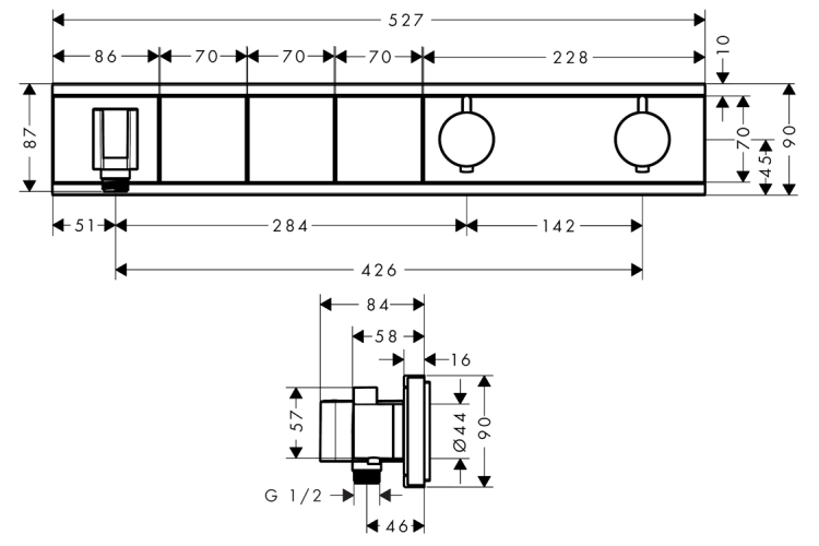 Термостат прихованого монтажу RainSelect на 3 клавіші (скло біле) верхня частина (15356400) image 2