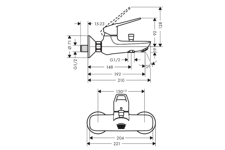 Змішувач Novus Loop для ванни, Chrome (71340000) зображення 3
