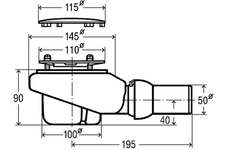 Сифон для піддона Tempoplex Plus 90 мм без декоративної кришки (U90881299) image 2