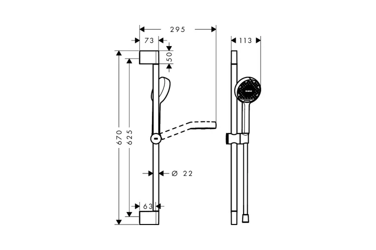 Душовий набір Activera Select S 2jet EcoSmart+ 65 см Chrome (28045000)  зображення 3