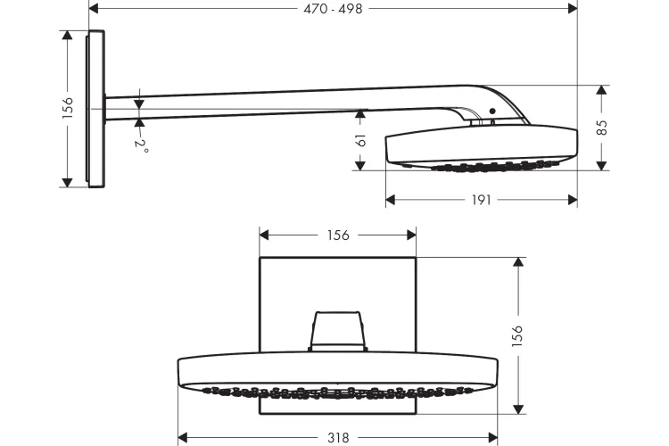 Верхній душ Raindance Select E 300 3jet з тримачем хромованим (26468000) зображення 5