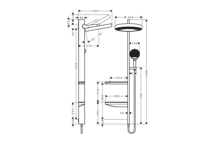 Душова система Rainfinity Showerpipe 360 1jet без змішувача, Matt White (26842700) image 6