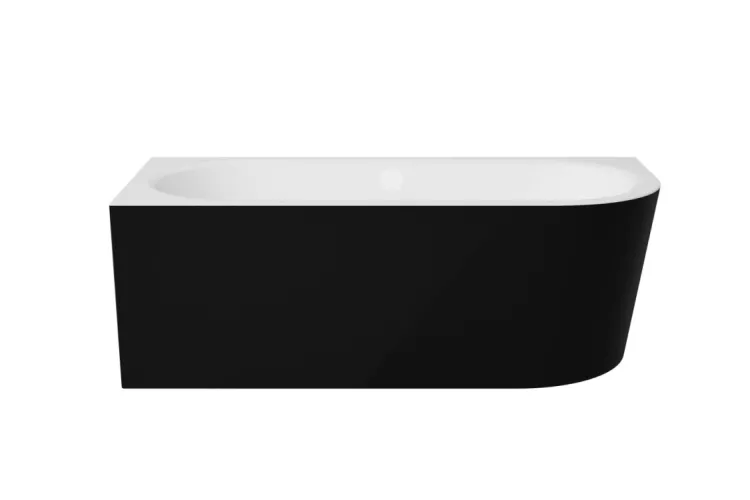 Ванна акрилова кутова AVITA A-LINE B&W MATT 170х75 ліва з білим сифоном McAlpine з наповненням через перелив зображення 1