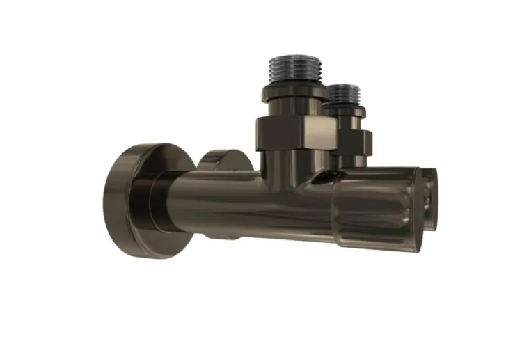 К-кт кутових круглих кранів для радіаторів 2 шт бронза зображення 3