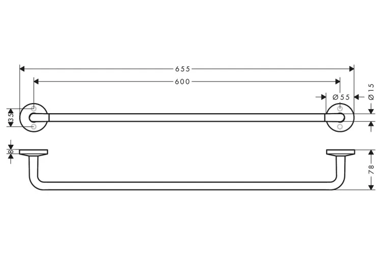 Рушникотримач AXOR 60.0 см одинарний, Brushed Nickel  (42860820) image 2