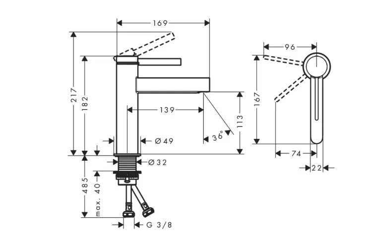 Змішувач Finoris 110 CoolStart для умивальника з д/к push-open, Brushed Bronze (76024140) зображення 2