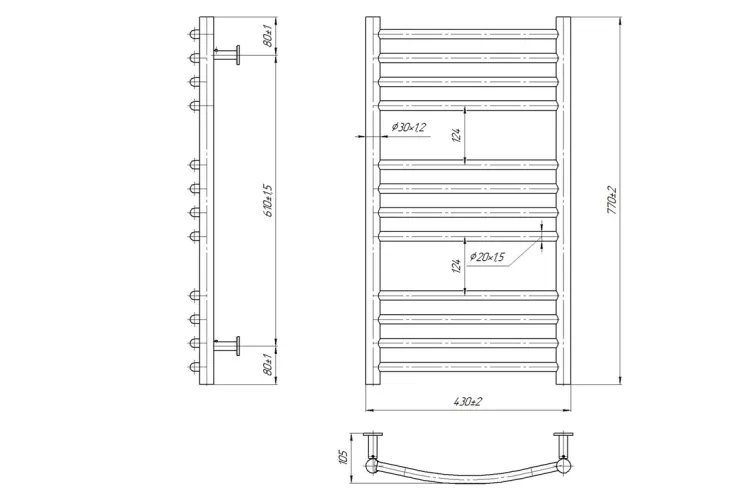 Рушникосушка INOX Фенікс 770х430/400 сатин зображення 4
