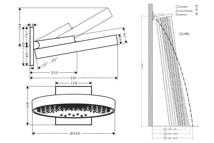 Верхній душ Rainfinity 360 3jet з тримачем Matt Black (26234670) image 3