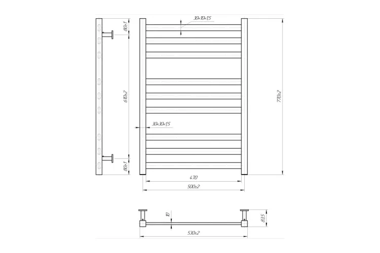 Рушникосушка INOX Чикаго 770х530/500 зображення 4