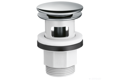 Донний клапан для умивальників з переливом push-open, хром (50105000)