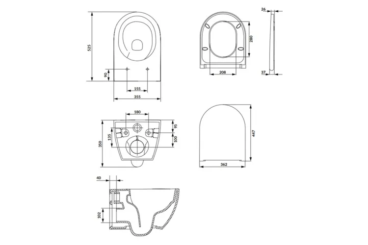 СЕТ B875  Унітаз підвісний ZEN PRO VORTEX + сидіння Larga Slim Дюропластове повільного падіння зображення 2