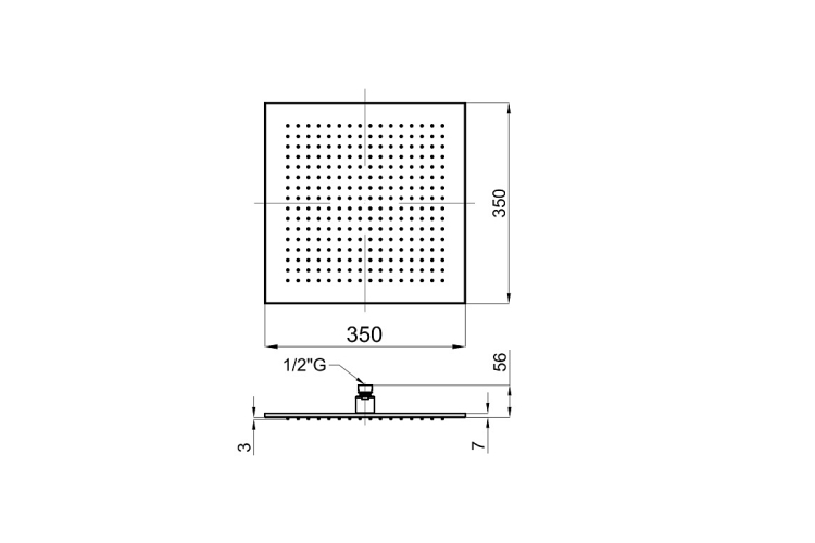 SQUARE Верхній душ 35х35 см,  підключення 1/2", хром (100090359) зображення 2