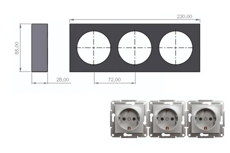 Гіпсовий підрозетник трисекційний зображення 2
