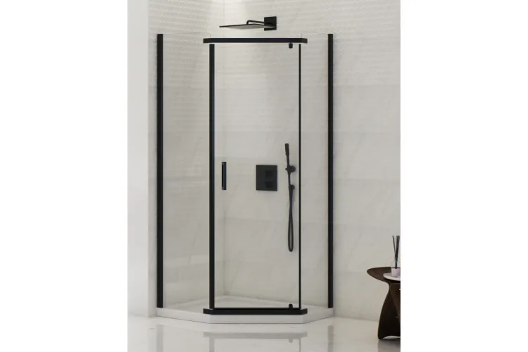 Душова кабіна п'ятикутна NEW KOMFORT BLACK 90x90x195 скло clear ACTIVE SHIELD 8мм image 1