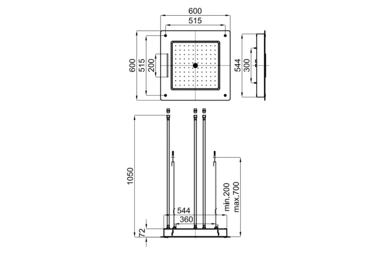 LOUNGE, Верхній душ, 60х60 см, вбудований, polished stainless steel (100344486) зображення 4