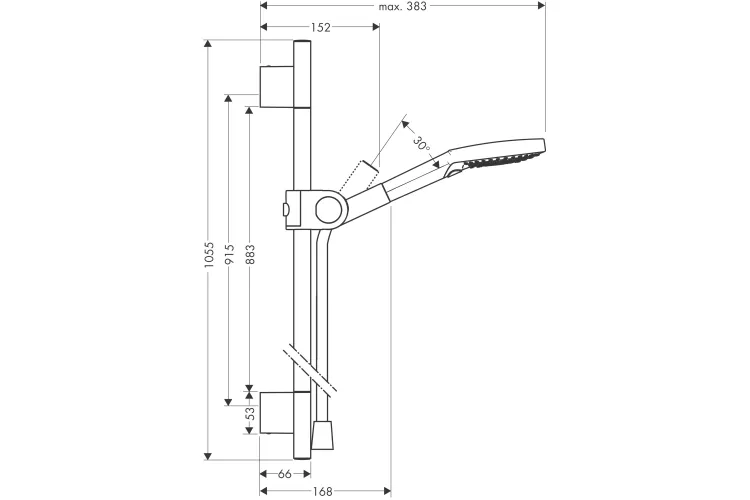 Душовий набір Axor Uno 120 3jet 90 см (27987000) Chrome зображення 2