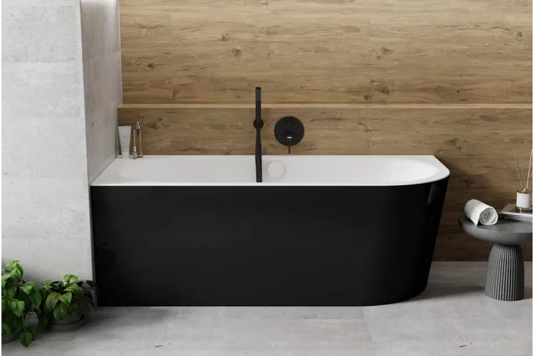 Ванна акрилова кутова AVITA A-LINE B&W MATT 170х75 ліва з білим сифоном McAlpine з наповненням через перелив зображення 3