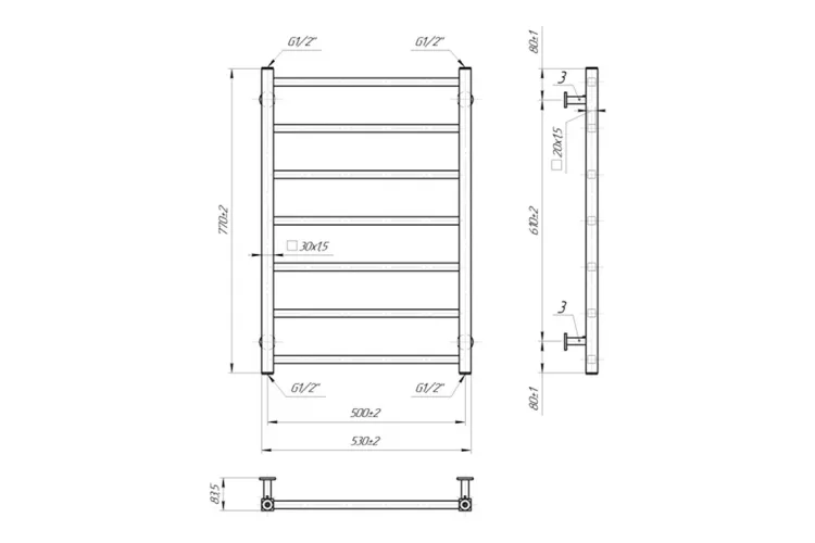 Рушникосушка INOX Токіо 770х530/500 зображення 4
