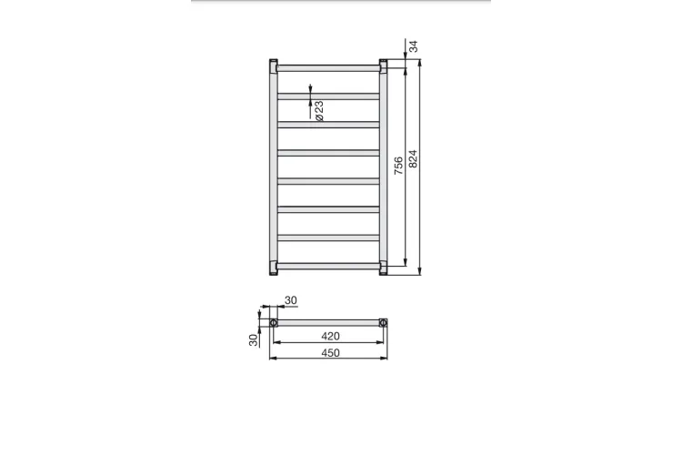 Рушникосушка STALOX 824х450 нержавійка Chrome (STXI-080-045) зображення 2