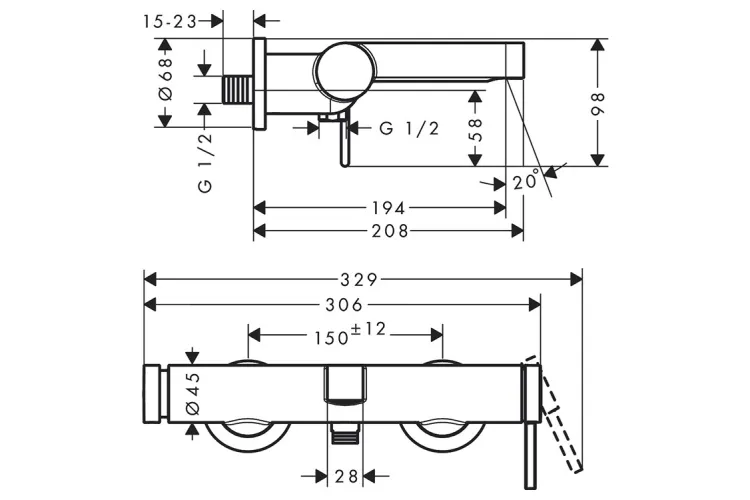 Змішувач Finoris для ванни, Brushed Black Chrome (76420340) image 2