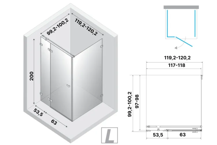 Душова кабіна прям. AVEXA GUNMETAL BRUSHED 120x100x200 L скло clear ACTIVE SHIELD 6мм image 4