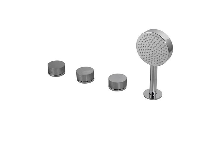 TONO Комплект змішувача на бортик ванни на 4 отвори (клапани, перемикач, ручний душ, тримач) (100190247) image 1